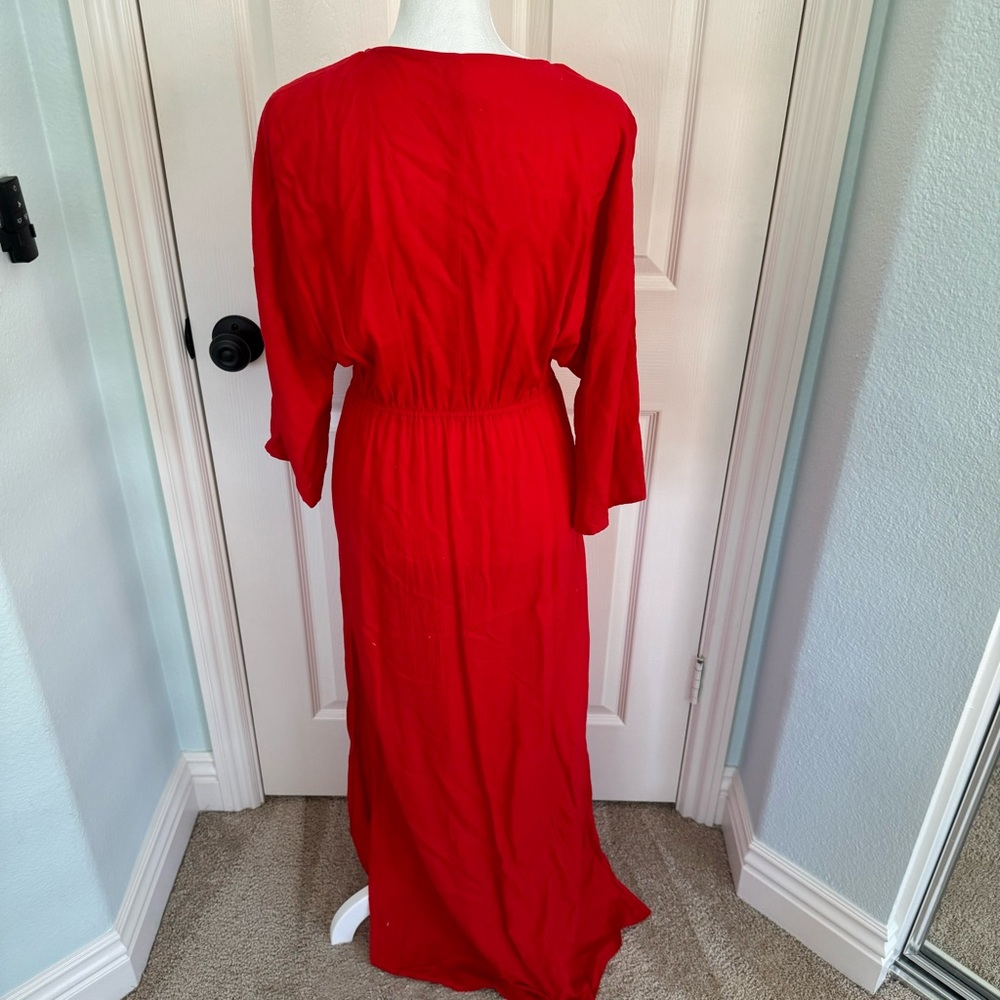By Anthropologie Tie-Front Cover up Red Dress - Picture 10 of 11